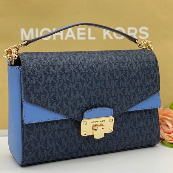 MICHAEL KORS KINSLEY MD SHOULDER FLAP FRCH BLUE MT - Picture 6 of 16